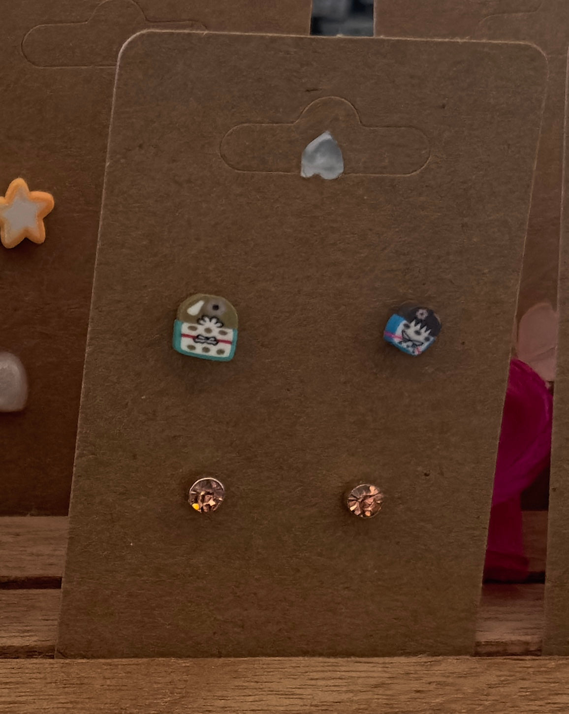 EARRINGS - 2 x novelty studs
