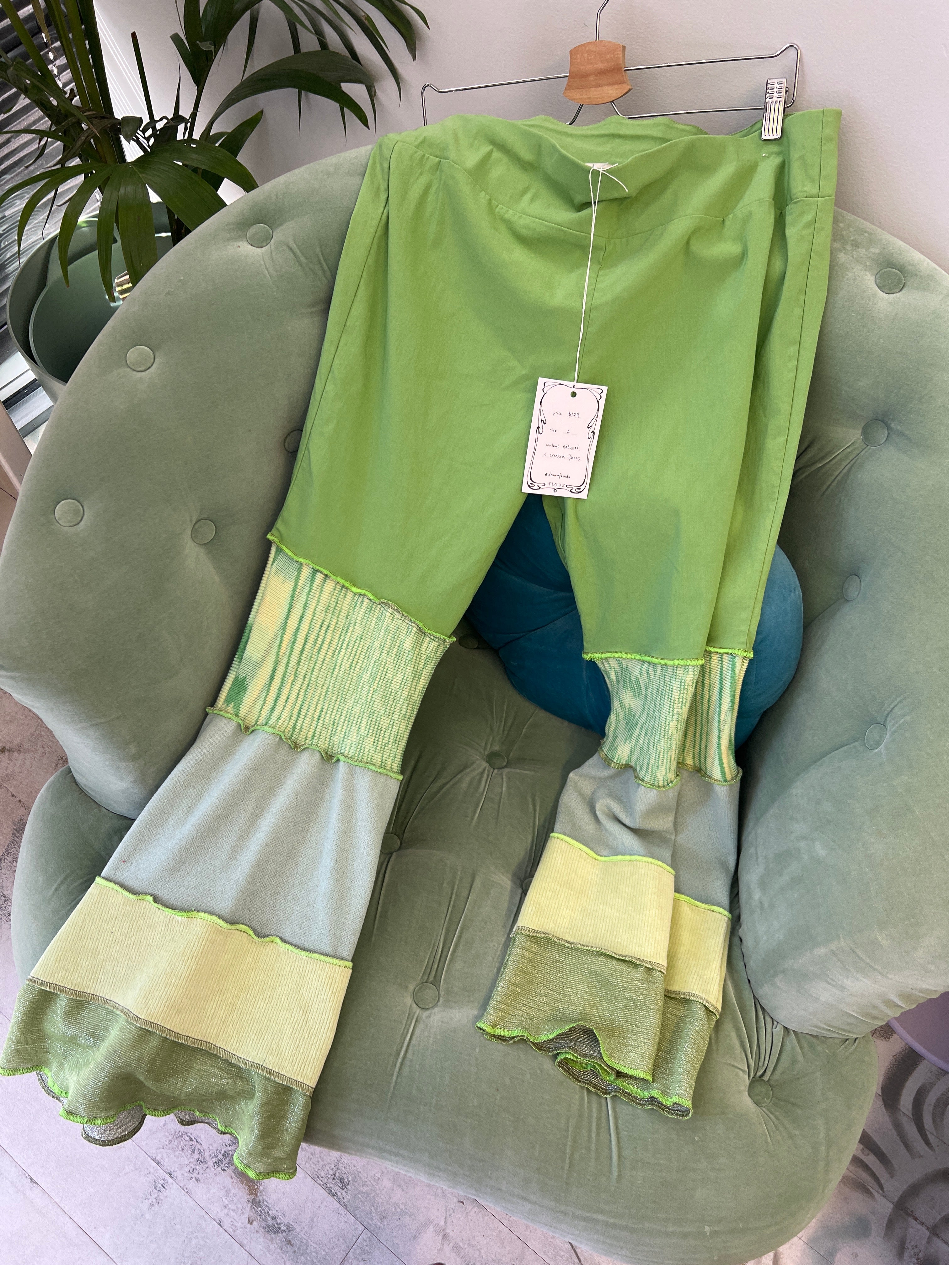 L Green Flair Pants