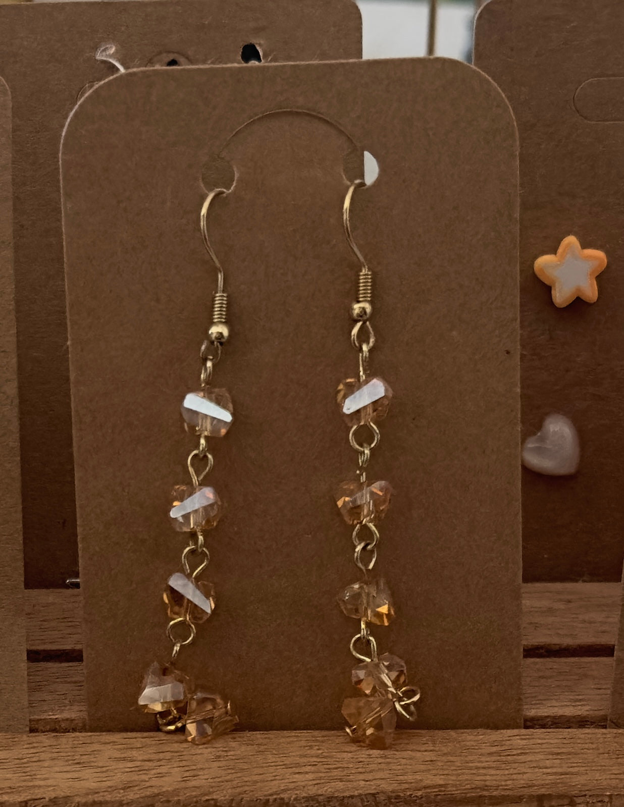 EARRINGS - Gold & orange crystal dangles