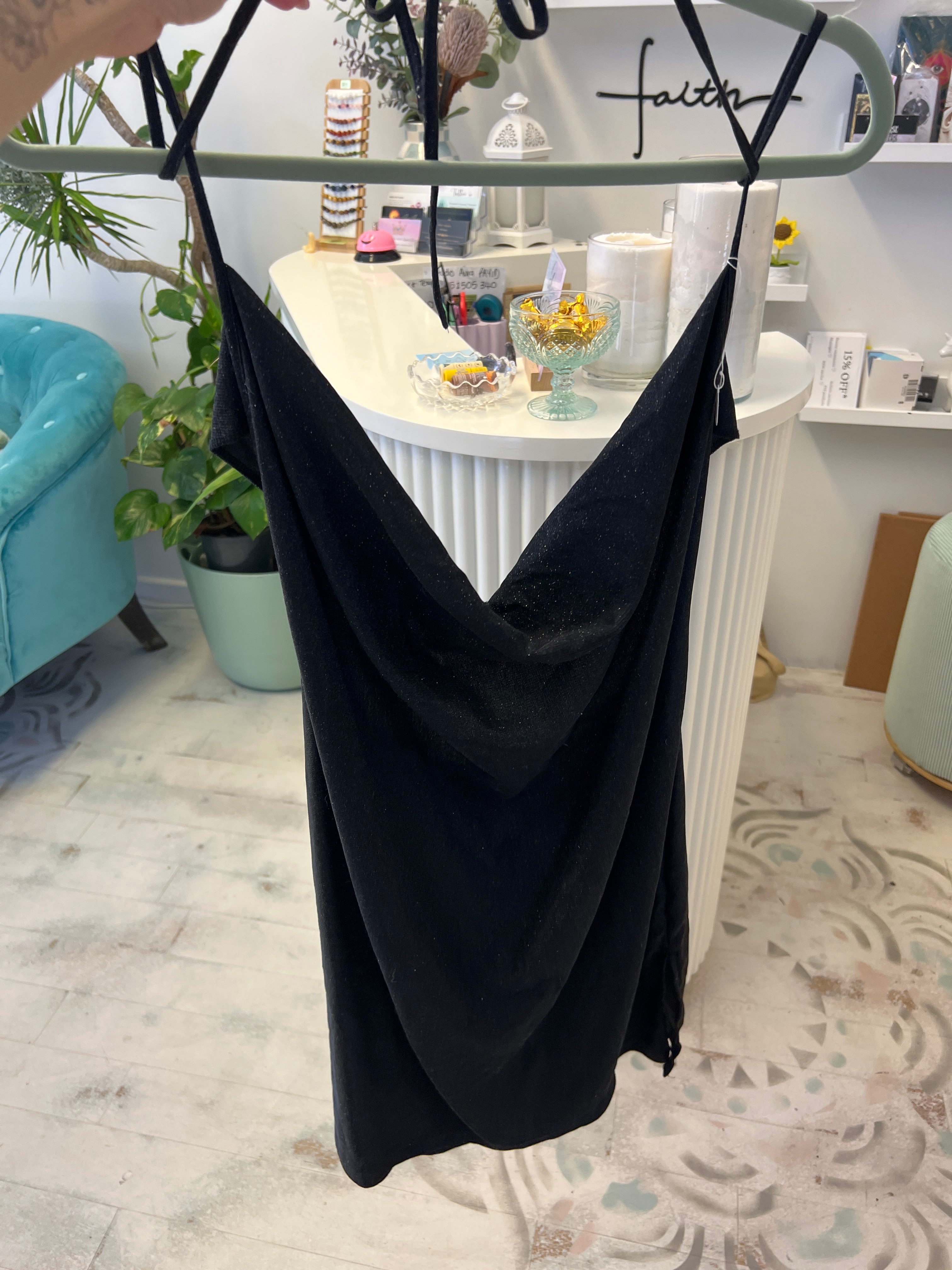Black Sparkle Strap Dress