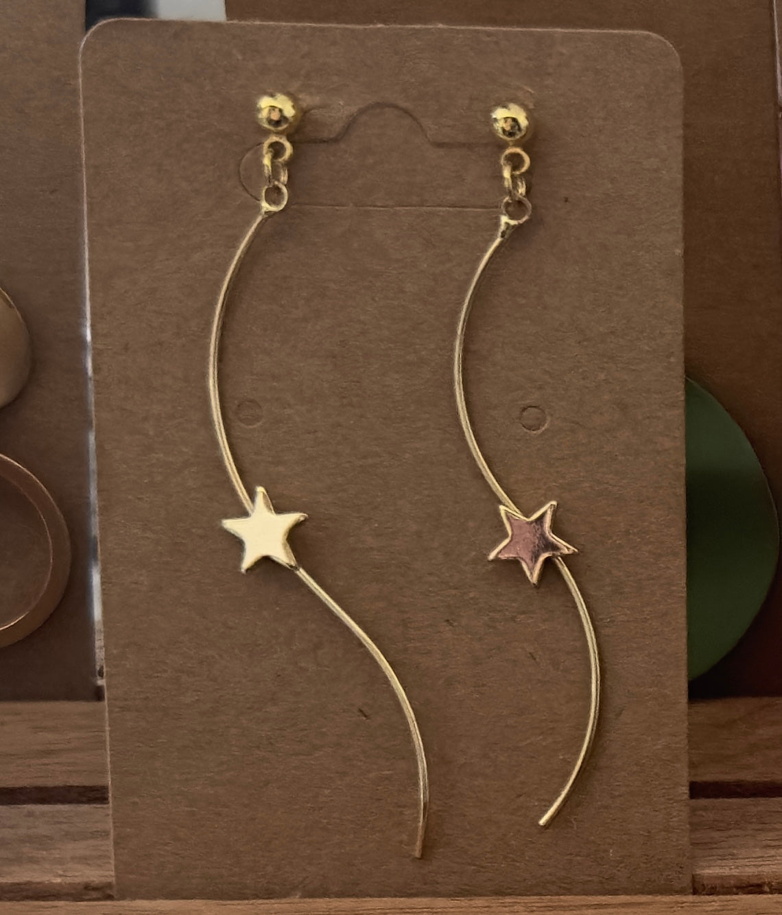 EARRINGS - Gold Star wave stick