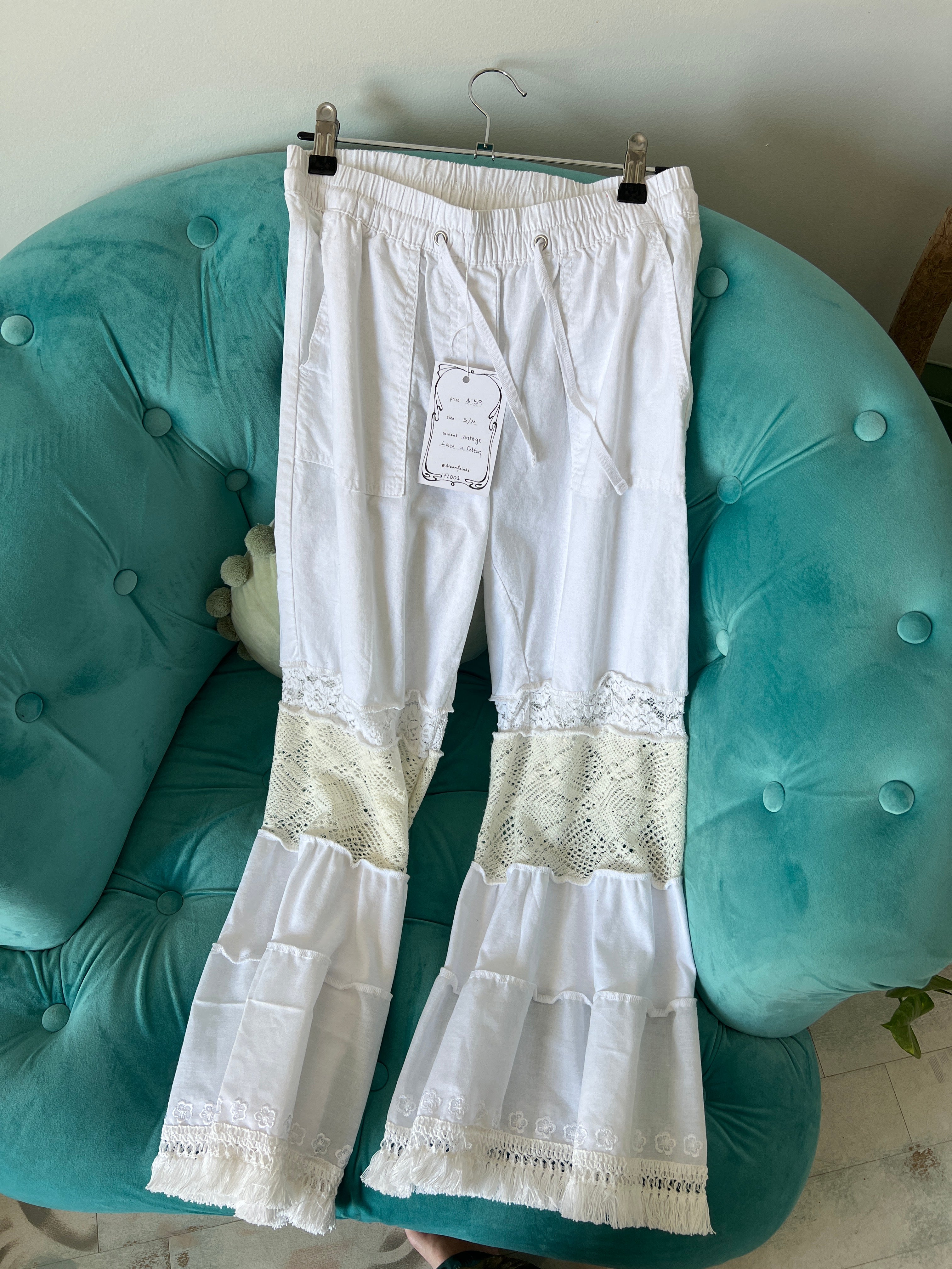 Vintage Lace & Cotton Pants