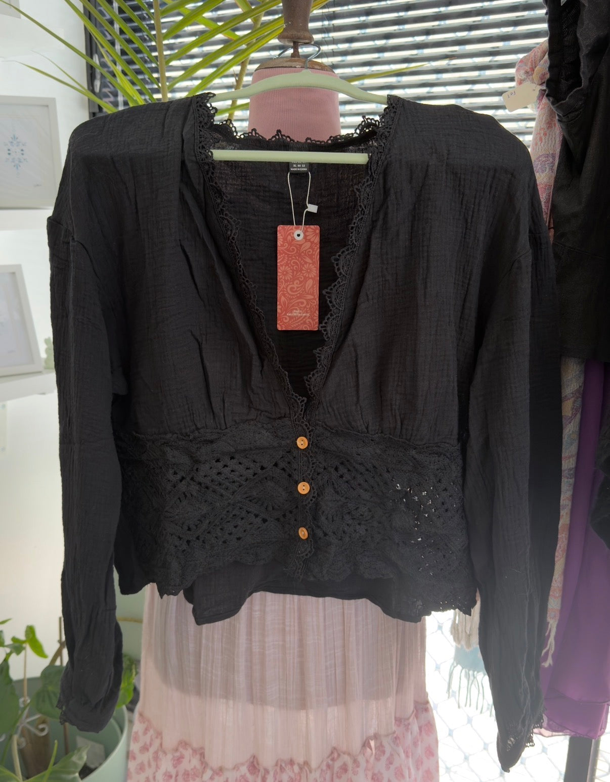 Boho Black Crop Top