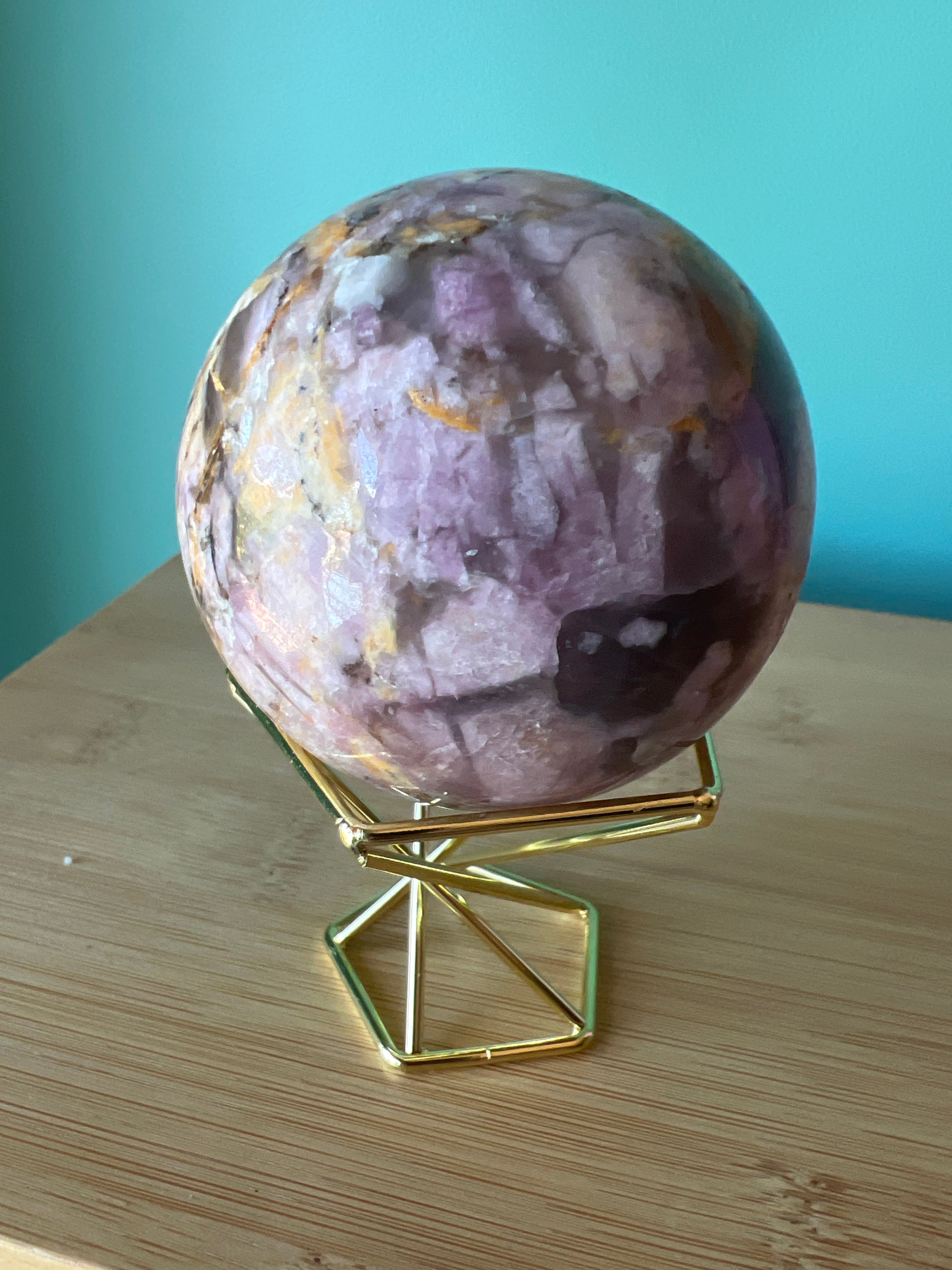 Pink Tourmaline and Smokey Quartz Sphere