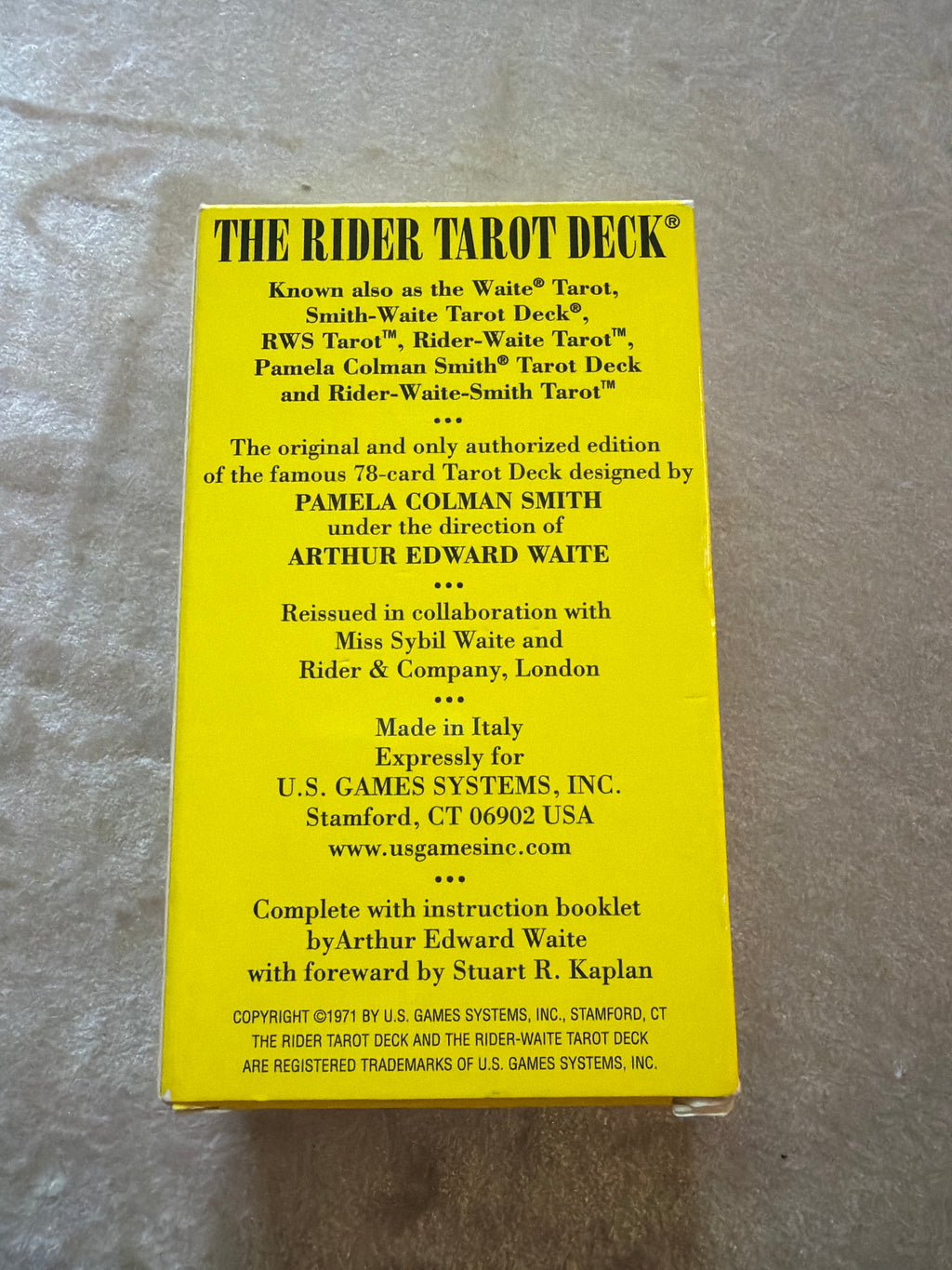 The Rider - Waite tarot deck