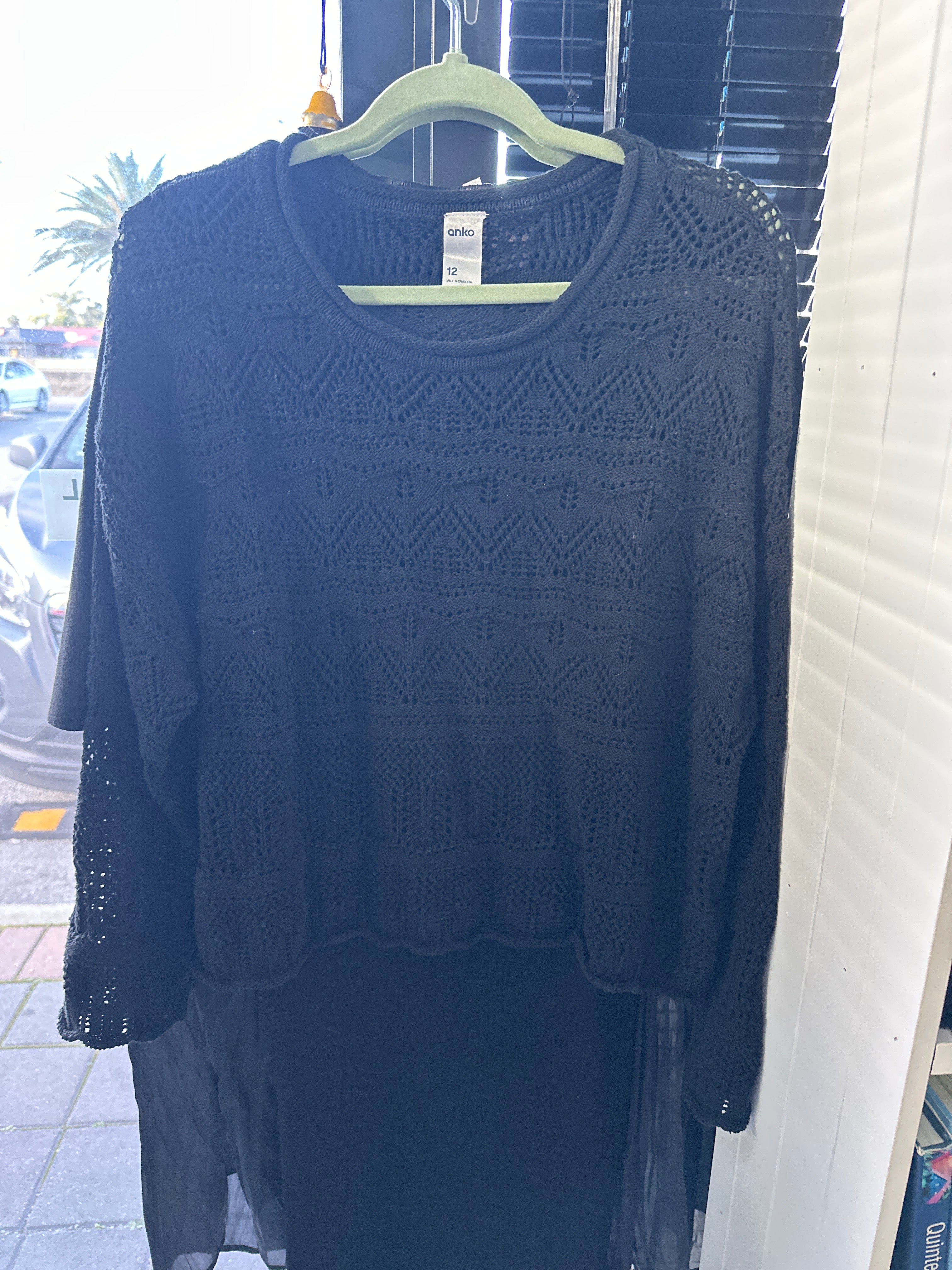 Crochet Jumper Black sz12