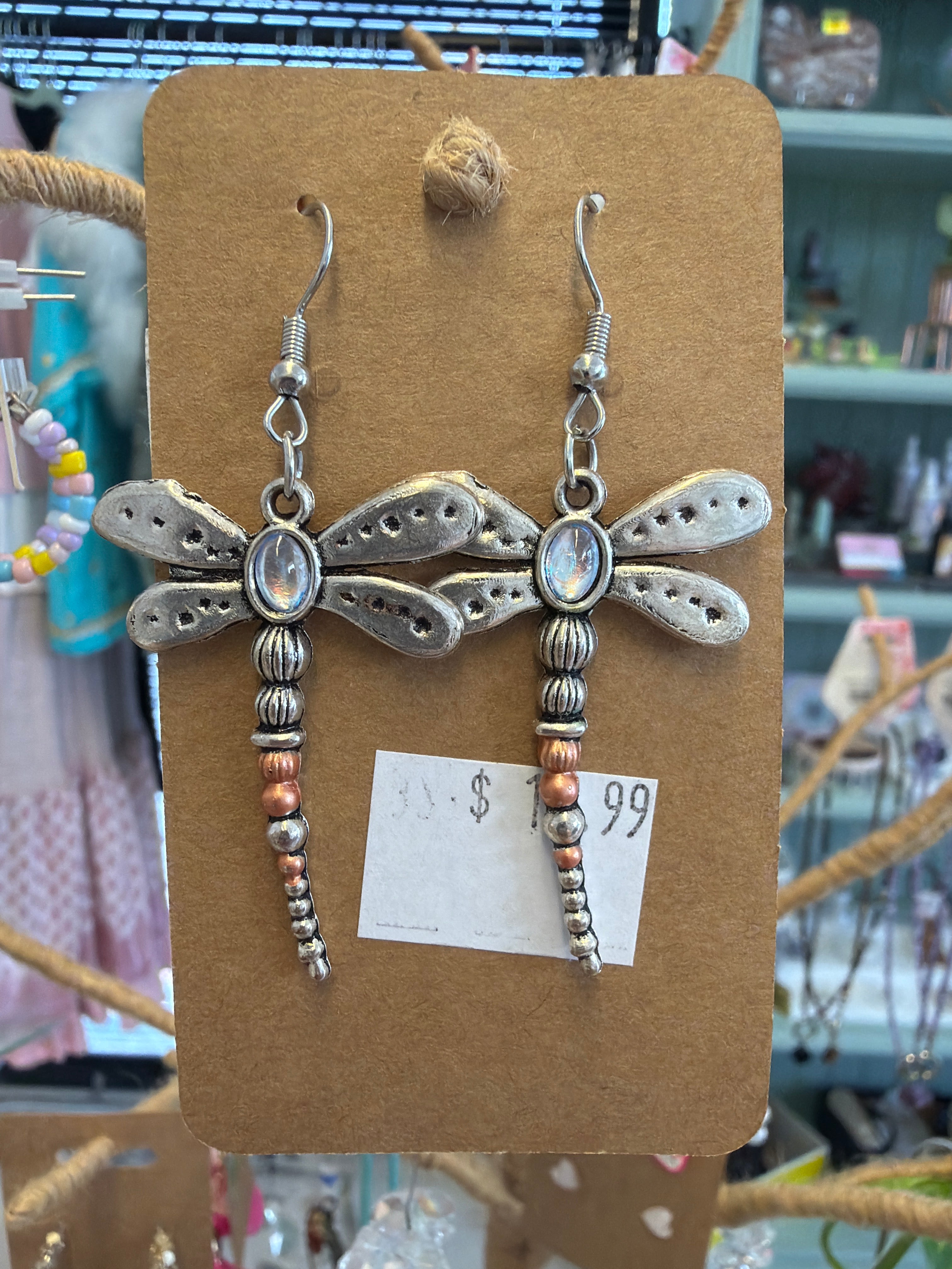 EARRINGS - silver dragonfly