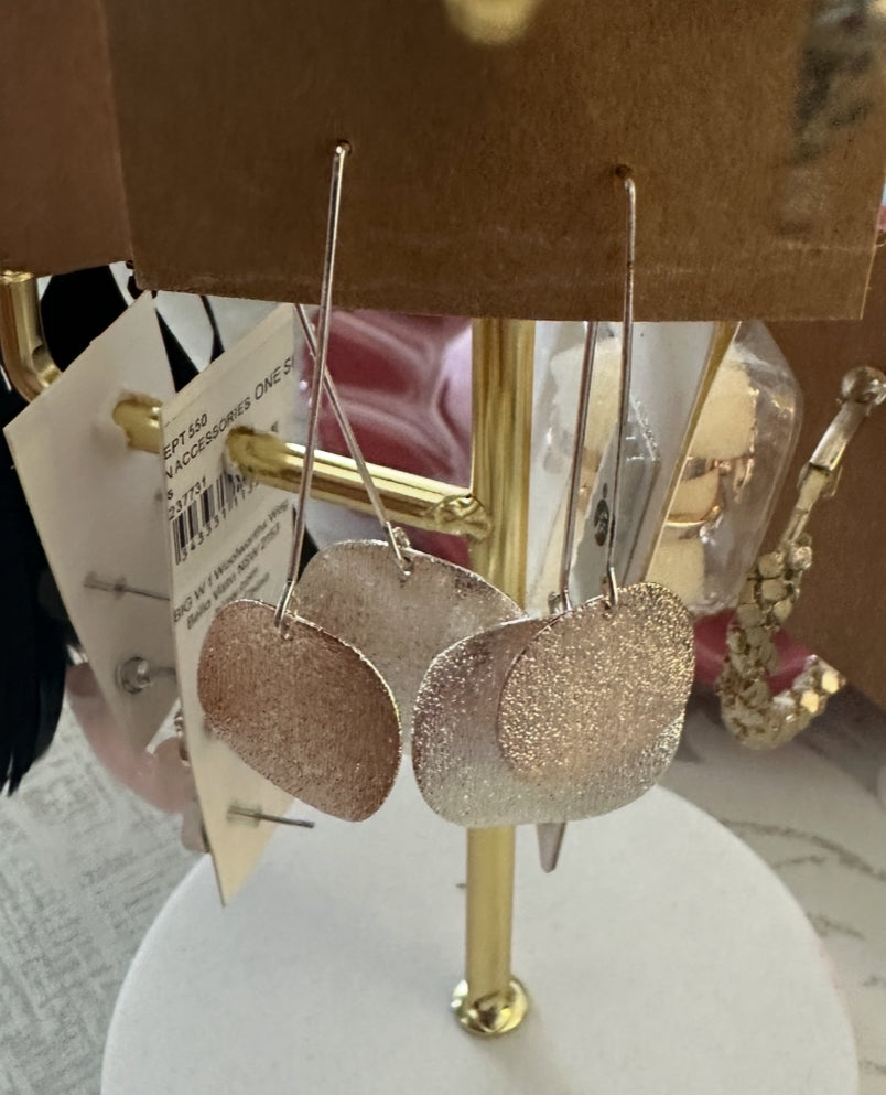 EARRINGS - silver & rose gold discs