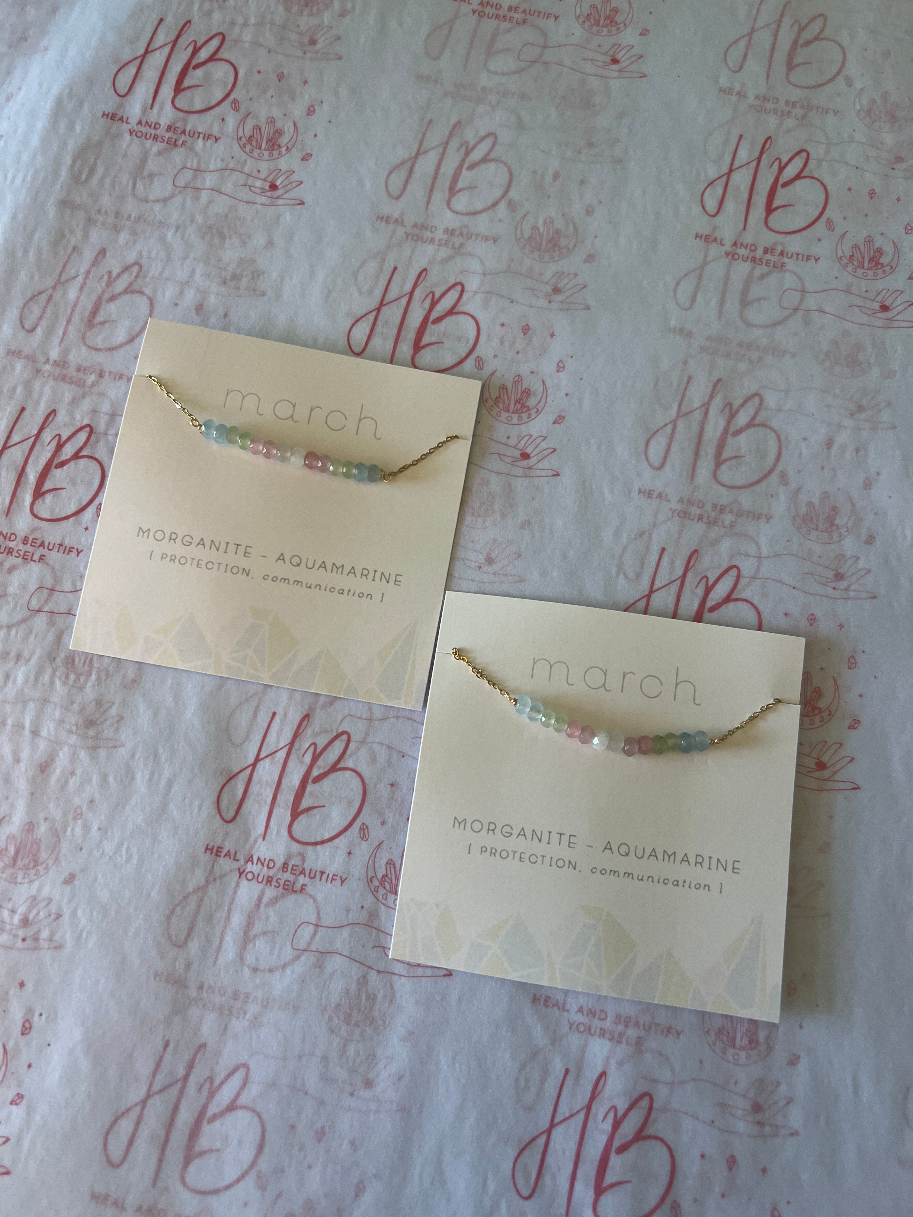 morganite  and Aquamarine necklace