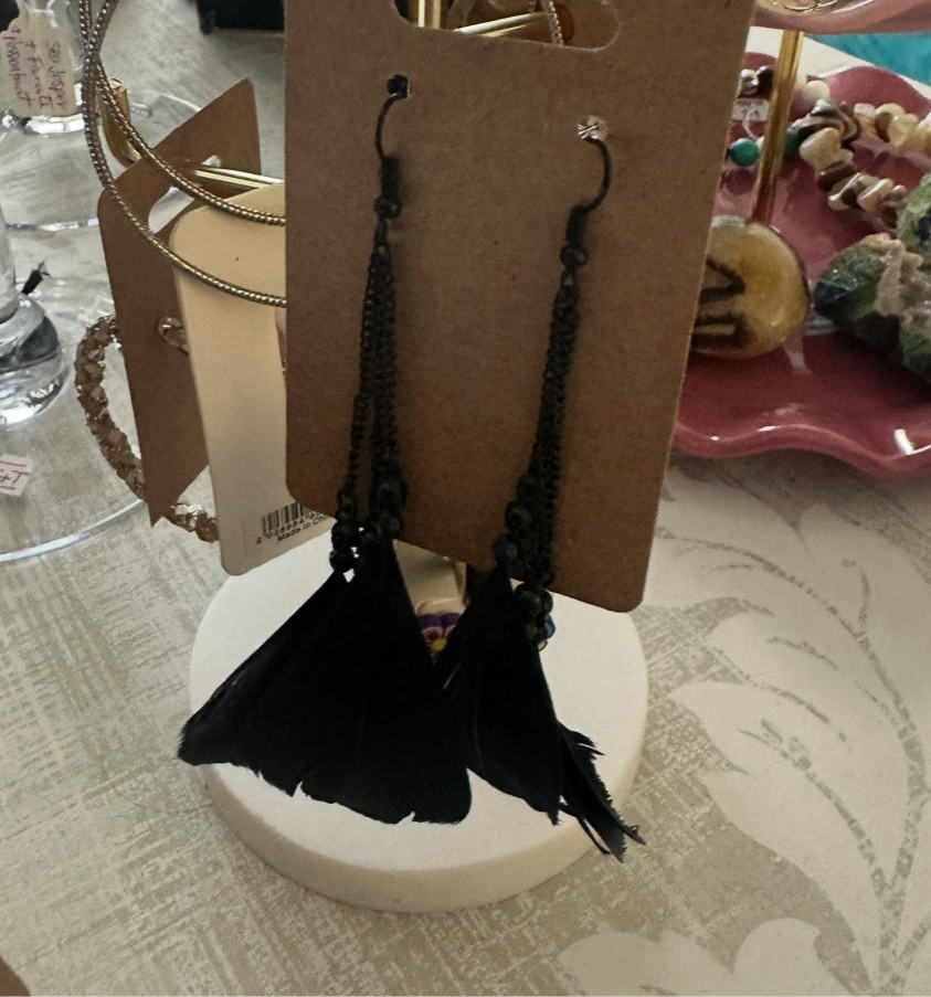 Black Feather Earrings