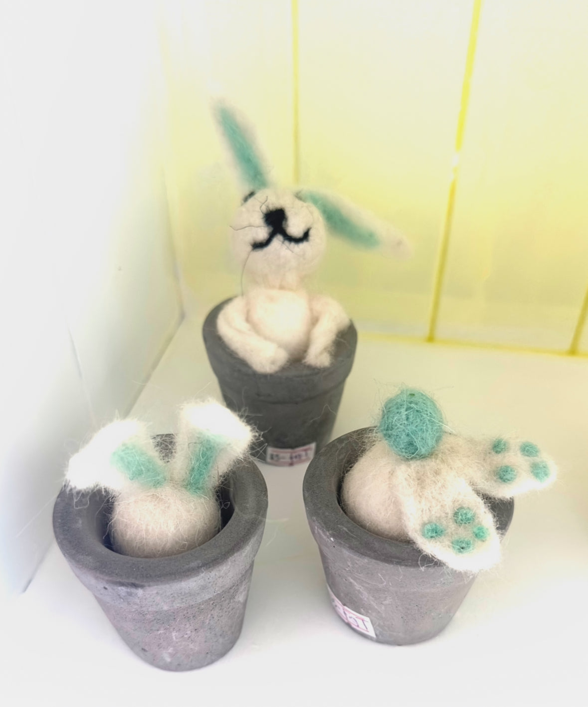 Felt Bunnies in a pot
